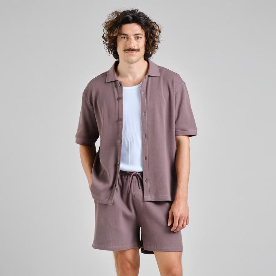 Dedicated Shorts Essingen Waffle Sparrow Brown Shorts Herren cremebraun